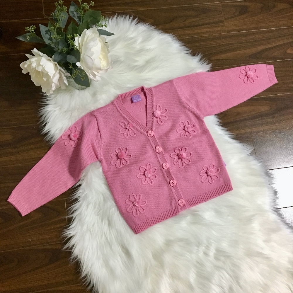 Cute Girls Cardigan Button Front Pink Sz.10 BIYOU